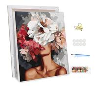 NEWENMO Peinture par Numéros pour Adulte avec Cadre,Belle Dame Peinture Numero,DIY Fleurs Peintures à l'huile,Abstrait Paint by Numbers,Bricolage Painting Acrylique pour Décoration Maison 30x40cm