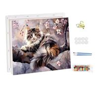 NEWENMO Peinture par Numéros pour Adulte avec Cadre,Chat Touffu Peinture Numero,DIY Animaux Peintures à l'huile,Fleurs Paint by Numbers,Bricolage Painting Acrylique pour Décoration Maison 30x40cm
