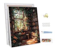 NEWENMO Peinture par Numéros pour Adulte avec Cadre,Coin Livres Confortable Peinture Numero,DIY Peintures à l'huile,Paint by Numbers,Bricolage Painting Acrylique pour Décoration Maison 30x40cm