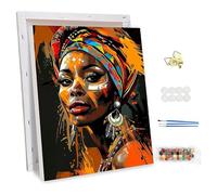 NEWENMO Peinture par Numéros pour Adulte avec Cadre,Femme Afro-Américaine Peinture Numero,Dame Peinture à l'huile,DIY Paint by Numbers,Bricolage Peinture Acrylique pour Décoration Maison 30x40cm