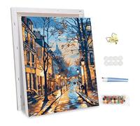 NEWENMO Rues de Paris Peinture par Numero Adulte avec Cadre,Paysage Urbain Peinture Numero,Peinture à l'huile sur Toile,Paint by Numbers,Acryliques Bricolage Peintures Kits,Décoration Maison 30x40cm