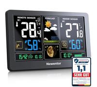 Newentor Station météo radio multifonction avec capteur extérieur - Thermomètre et hygromètre (écran couleur)
