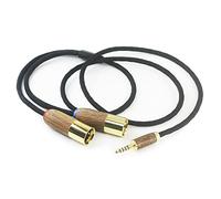 NewFantasia Câble adaptateur audio 4,4 mm mâle vers 2 XLR mâles 6N OCC en cuivre plaqué argent, coque en bois de noyer, câble équilibré de 4,4 mm vers 2 XLR 1 m