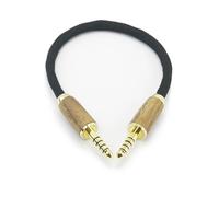 NewFantasia Câble adaptateur audio 4,4 mm mâle vers mâle 5 pôles pour casque audio 6N OCC cuivre monocristal plaqué argent coque en bois de noyer 4,4 mm vers 4,4 mm mâle 15 cm