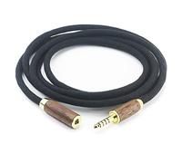 NewFantasia Câble adaptateur audio équilibré 4,4 mm mâle vers 4,4 mm femelle 6N OCC cuivre monocristal plaqué argent coque en bois de noyer 1,5 m