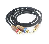 NewFantasia Câble adaptateur audio mâle équilibré 4,4 mm vers 2 RCA mâles, câble adaptateur audio double RCA mâle 6N OCC en cuivre plaqué argent coque en bois de noyer 4,4 mm vers 2 RCA câble