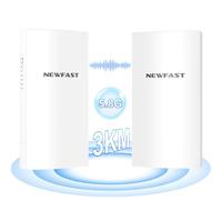 NEWFAST B912 Pont WiFi Extérieur 5.8G 3KM, Pont/CPE sans Fil Extérieur PtP/PtMP, 48V POE, Solutions de Transmission Longue Portée, Idéal pour Boutique/Garage/Ferme, IP65, Pack de 2