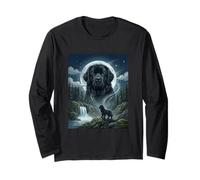 Newfoundland Howling to The Moon Meme Funny Dog Lover Manche Longue