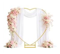 NEWFUN Arche Mariage，Arche Ballon Anniversaire，Heart 2m Arche Dorée Décorative en Métal en Forme de Cœur avec Cadre de Montgolfière et Socle pour Décoration de Fête d'anniversaire de Mariage
