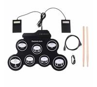 NEWFUN Batterie électronique, Batterie Electronique Adulte, Batterie Electrique Instrument, Batterie électronique Pliable Avec 7 Pads en Silicone, Baguettes et Pédale pour Débutants