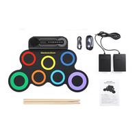 NEWFUN Batterie électronique, Batterie Electronique Adulte, Batterie électronique Pliable Avec 7 Pads en Silicone, Baguettes et Pédale pour Débutants
