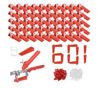 NEWFUN Croisillon Carrelage Autonivelant, Croisillon Autonivelant 2mm, Calle de Nivellement pour Carrelage, Dresseuse de Carreaux pour La Pose de Pierres (400 tirettes 200 Cales, 2,0mm)