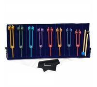 NEWFUN Diapason, Diapason Therapeutique, Set de 8 Diapasons, Set de diapasons pour les Chakras, Pour la Thérapie par le Son, Vibrations équilibrantes, 2 x Marteaux enSilicone, 1 x Sachet