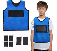 NEWFUN Gilet Lesté pour Enfants, Gilet de Poids pour Autisme ABR Hyperstimulation, ADHD, Troubles SPD SI, Poids Amovible (blue, M)