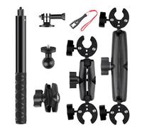 NEWFUN Support Camera, Accessoire pour insta360 x4, Kit Moto pour insta360 x4,X3,X2,Rotation à 360 degrés, Double Pince, Double Stabilité, Support Moto, Compatible avec Plusieurs Appareils