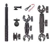 NEWFUN Support Camera, Accessoire pour insta360 x5, Kit Moto pour insta360 x4,X3,X2,Rotation à 360 degrés, Double Pince, Double Stabilité, Support Moto, Compatible avec Plusieurs Appareils