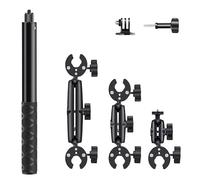 NEWFUN Support Camera, Kit Moto pour insta360 x5,X4,X3,Rotation à 360 degrés, Double Pince, Double Stabilité, Support Moto, Compatible avec Plusieurs Appareils
