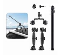 NEWFUN Support de Voiture à Triple Ventouse, Fixation de Voiture pour Insta360, Canne à Selfie de 120 cm, Support à Ventouse pour Prise de Vue sur Le Toit, Support Voiture pour troisième Personne