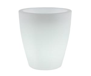 newgarden Pot de fleurs rond de Ø55 x 60 cm avec lumière en polyéthylène très résistant pour fleurs et plantes. Pot de 35 litres éclairé avec charge solaire et batterie rechargeable, lumière LED RVB