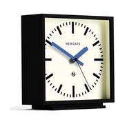 NEWGATE® Amp Horloge de Bureau | Conception d’Horloge de Gare carrée | Boîtier Noir avec Aiguilles Bleues | Style Moderne pour Bureau, Dessus de Table, Manteau de cheminée, étagère ou Chevet