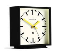 NEWGATE® Amp Horloge de Bureau | Conception d’Horloge de Gare carrée | Boîtier Noir avec Aiguilles Jaunes | Style Moderne pour Bureau, Dessus de Table, Manteau de cheminée, étagère ou Chevet