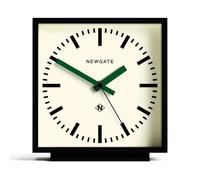 NEWGATE® Amp Horloge de Bureau | Conception d’Horloge de Gare carrée | Boîtier Noir avec Aiguilles Vertes | Style Moderne pour Bureau, Dessus de Table, Manteau de cheminée, étagère ou Chevet