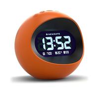 NEWGATE® Centre of The Earth réveil | Horloge LCD numérique rétro | Orange | Design rond élégant | Idéal pour chevet, bureau ou étagère | Accessoire rétro pour chambre et bureau