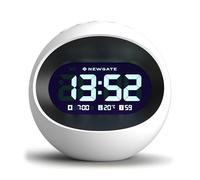 NEWGATE® Centre of The Earth réveil | Horloge LCD numérique rétro Ronde | Blanc | Idéal pour Chevet, Bureau ou étagère | Accessoire rétro pour Chambre à Coucher et Bureau