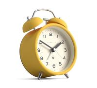 NEWGATE® Charlie Bell Echo réveil | Horloge Classique à Double Cloche | Jaune | Chiffres faciles à lire | Idéal pour chevet, bureau ou étagère | Accessoire rétro moderne pour chambre et bureau