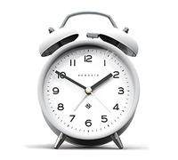 NEWGATE® Charlie Bell Echo réveil | Version Moderne de l’Horloge Classique à Cloche jumelle | Blanc | Chiffres faciles à Lire | Idéal pour Chevet, Bureau ou étagère | Accessoire de Chambre
