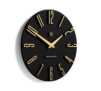 NEWGATE® Empire State Horloge Murale | Horloge Murale Design | 40cm | Noir | Boîtier rond avec chiffres sculptés | Supercool moderne rétro mid-century | Pour cuisine, salon, bureau