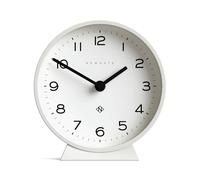 NEWGATE® M Horloge de Bureau Mantel Echo | Design Rond Moderne | Blanc | Chiffres faciles à Lire | Style Contemporain pour Bureau, Table, étagère ou Chevet