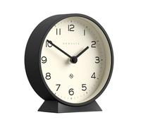 NEWGATE® M Mantel Echo Horloge de cheminée | Design Rond Moderne | Noir | Chiffres faciles à Lire | Style Contemporain pour Bureau, Table, étagère ou Table de Chevet
