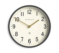 NEWGATE® Master Edwards Horloge Murale | Horloge de Style Milieu du siècle | 30 cm | Boîtier en métal Profond Gris foncé Mat | Design rétro Moderne pour la Cuisine, Le Salon ou Le Bureau