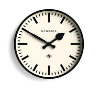 NEWGATE® Horloge Murale avec Chiffres Trois chemins de Fer - Horloge Ronde - Horloge de Cuisine - Horloge pour Salon - Horloge de Bureau - Boîtier Contemporain - Horloge de Gare (Noir)