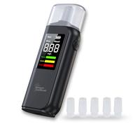 Newgen Medicals Éthylotest pour voiture : éthylotest sans contact avec écran LCD, échelle de couleur LED et batterie (pour les déplacements, hygiénique)