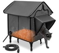 Newget Niche chauffante pour l'extérieur, maison d'hiver isolée pour chat avec coussin chauffant, abri imperméable et résistant aux intempéries pour chats d'intérieur et d'extérieur - Lit pour chat