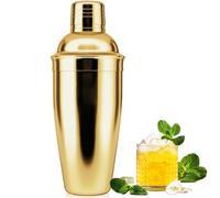 NewGF Shaker à cocktail, 25oz 750ML mélangeur de boisson avec passoire intégrée pour mélanger des boissons, margaritas, outil de bar en acier inoxydable adapté aux débutants, cadeau de Noël (doré)