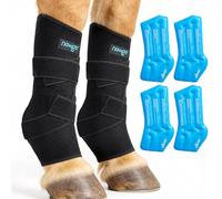 NEWGO Lot de 2 packs de glace réutilisables pour blessures - Couverture complète des jambes de cheval - Avec 4 packs de gel pour genoux, jambes, bottes et sabots