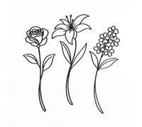 NewGround Designs Lot de 3 fleurs décoratives minimalistes 2D - Décoration d'intérieur élégante - Fleurs modernes pour vases, art floral, décoration de salon, table, salle de bain, chambre à coucher