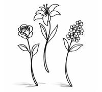 NewGround Designs Lot de 3 fleurs décoratives minimalistes 2D - Décoration d'intérieur élégante - Fleurs modernes pour vases, art floral, décoration de salon, table, salle de bain, chambre à coucher