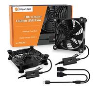 Newhail 2PCS 140 mm mini ventilateur USB Fan Fan Contrôle à plusieurs vitesse, chaleur de réduction pour routeur, console de jeu, boîte de télévision, destinataire, modem, DVR, PlayStation, AV-Cabin
