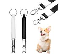 NEWHE Lot de 2 sifflets à ultrasons pour chien - Haute fréquence - Silencieux - Rappel - Sifflet durable pour un entraînement efficace du chien - Avec cordon