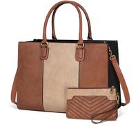 NEWHEY Sac Cabas Femme 15,6 Pouces Sac à Main Cuir PU pour Ordinateur Portable avec Fourre-Tout Travail Grand avec Pochette École Bureau Voyage Affaires