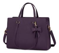 NEWHEY Sac Cabas Femme Sac a Main Sac à Main Femme en PU Cuir Grande Capacité Sac Ordinateur 15.6 Pouces Imperméable Sac Fourre Tout Sac de Cours Lycee Bandoulieres Violet Foncé