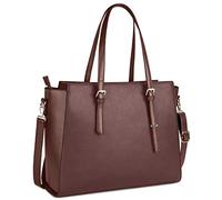 NEWHEY Sac Cabas Femmes Grand PU Cuir Sac de Cours Sac Ordinateur Portable Sac a Main pour Les Cours Lycee 15.6 Pouces Café