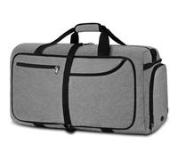 NEWHEY Sac de Voyage Pliable Homme Résistant à l'eau Grand Léger Sac de Sport Camping Randonnée Pliant 100L Gris
