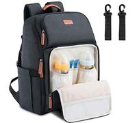 NEWHEY Sacs à Dos à Langer pour Bébé Imperméable Grand Capacité Sac de Voyage Multifonction Sac à Dos vec 2 Sangles de Poussette pour Maman Papa Noir