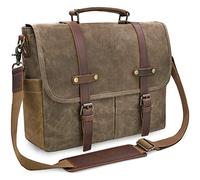 NEWHEY Vintage Sac Bandouliere Homme Toile Imperméables Messager Sac Bandoulière Ordinateurs Portables 15.6 Mallette Affaires, Kaki, M, Vintage