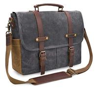 NEWHEY Vintage Sac Bandouliere Homme Toile Imperméables Messager Sac Bandoulière Ordinateurs Portables 15.6 Mallette Affaires Gris